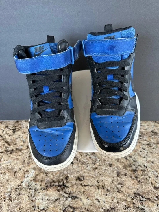 Nike Black and Royal Blue High-Top Sneakers - Youth - Picture 6 of 6